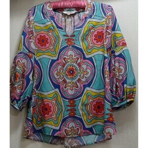 Crosby Mollie Burch Eleanor Floral Whimsy Pastel Blouse Women's Size Small LNC